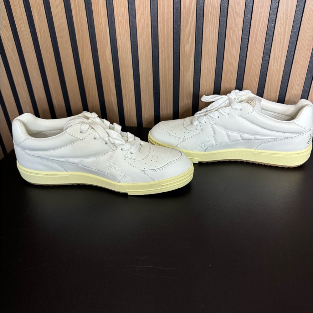 Palm Angels white leather university low top sneaker